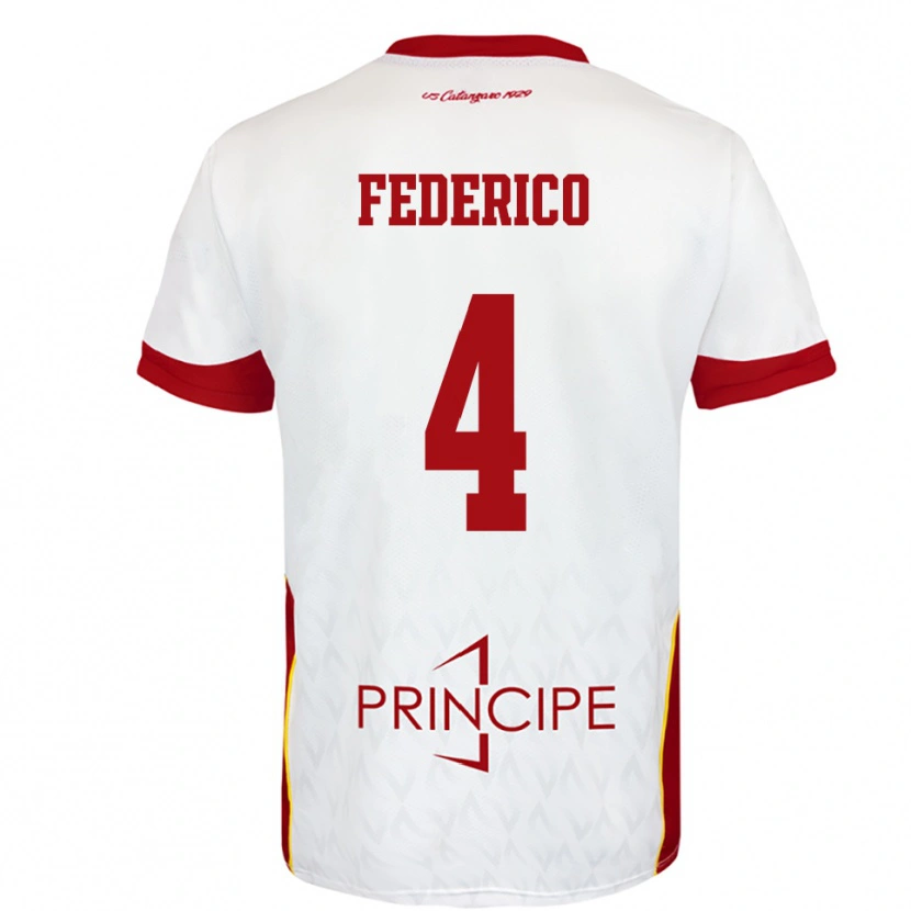 Danxen Hombre Camiseta Giuseppe Federico #4 Blanco Rojo 2ª Equipación 2025/26 La Camisa