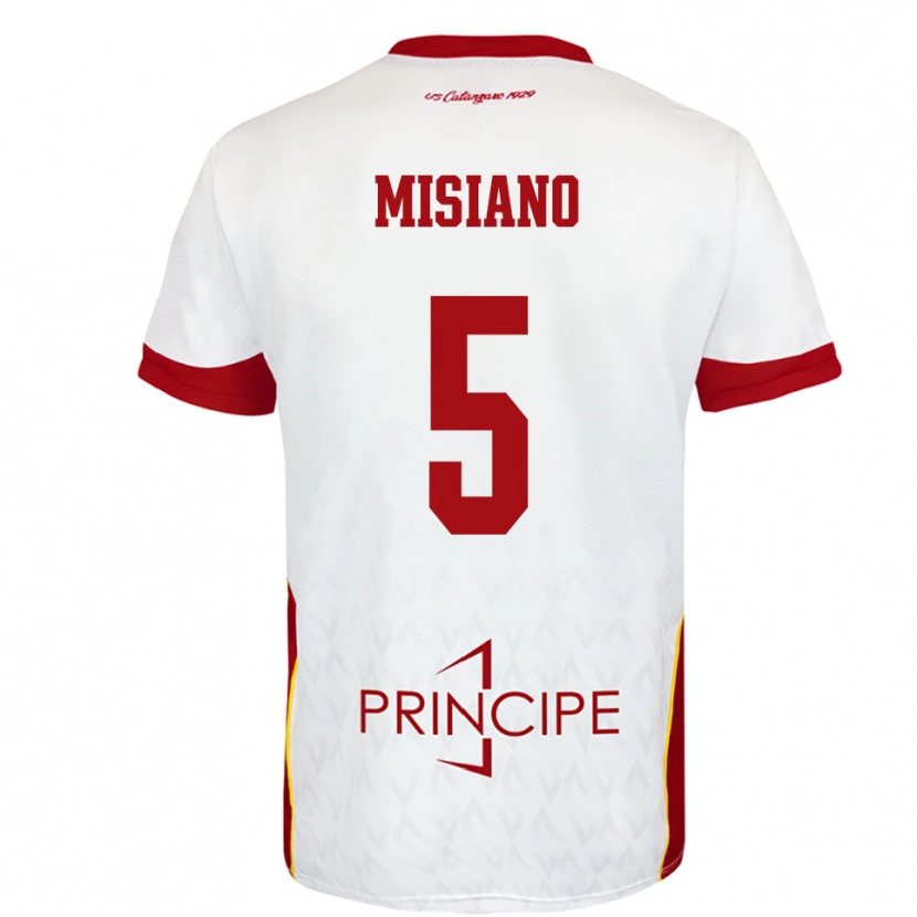 Danxen Hombre Camiseta Francesco Misiano #5 Blanco Rojo 2ª Equipación 2025/26 La Camisa