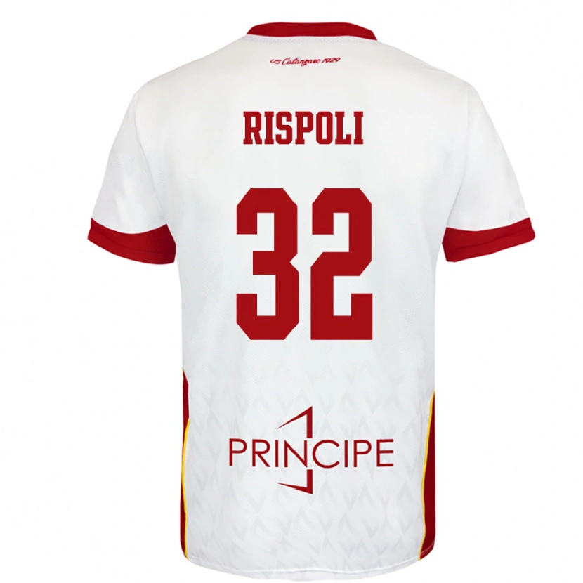 Danxen Hombre Camiseta Fabio Rispoli #32 Blanco Rojo 2ª Equipación 2025/26 La Camisa