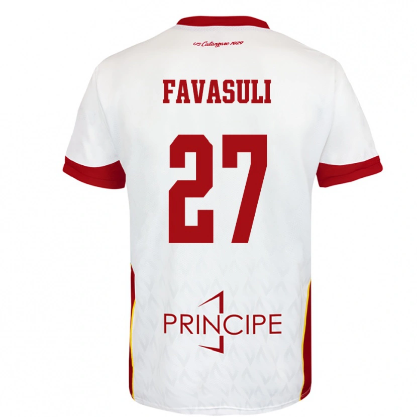 Danxen Hombre Camiseta Costantino Favasuli #27 Blanco Rojo 2ª Equipación 2025/26 La Camisa
