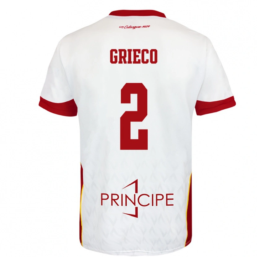 Danxen Hombre Camiseta Salvatore Grieco #2 Blanco Rojo 2ª Equipación 2025/26 La Camisa