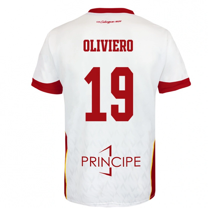Danxen Hombre Camiseta Andrea Oliviero #19 Blanco Rojo 2ª Equipación 2025/26 La Camisa