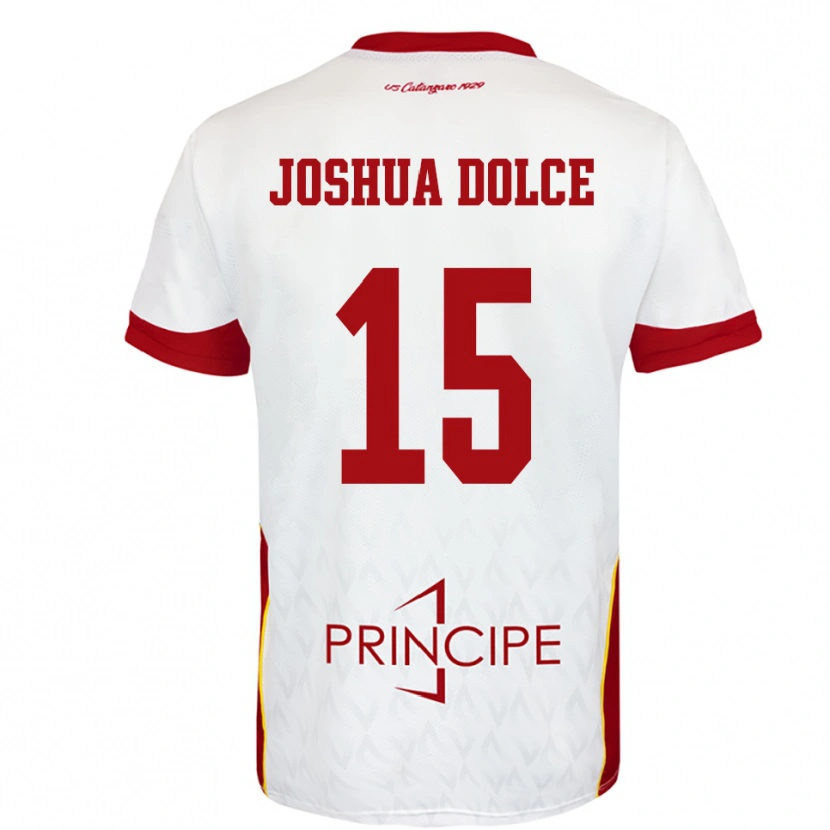 Danxen Hombre Camiseta Dave Joshua Dolce #15 Blanco Rojo 2ª Equipación 2025/26 La Camisa