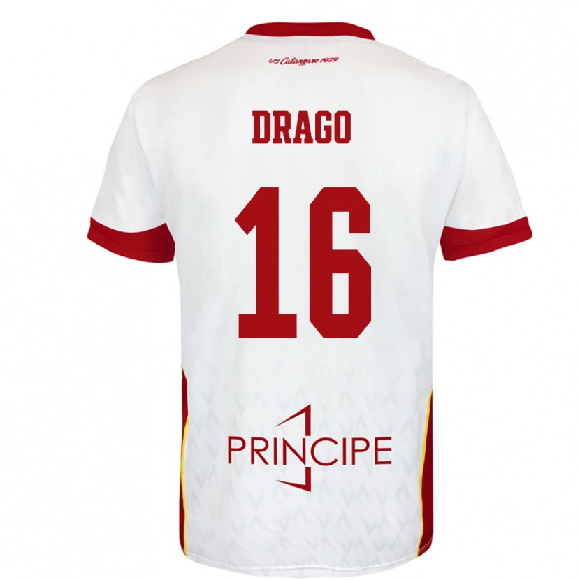 Danxen Hombre Camiseta Salvatore Drago #16 Blanco Rojo 2ª Equipación 2025/26 La Camisa