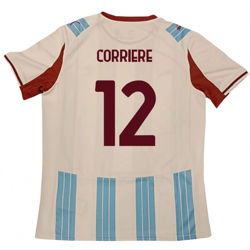 Danxen Hombre Camiseta Francesco Corriere #12 Azul Celeste Blanco 2ª Equipación 2025/26 La Camisa