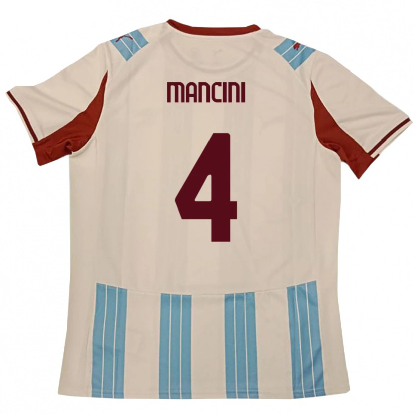 Danxen Hombre Camiseta Samuele Mancini #4 Azul Celeste Blanco 2ª Equipación 2025/26 La Camisa