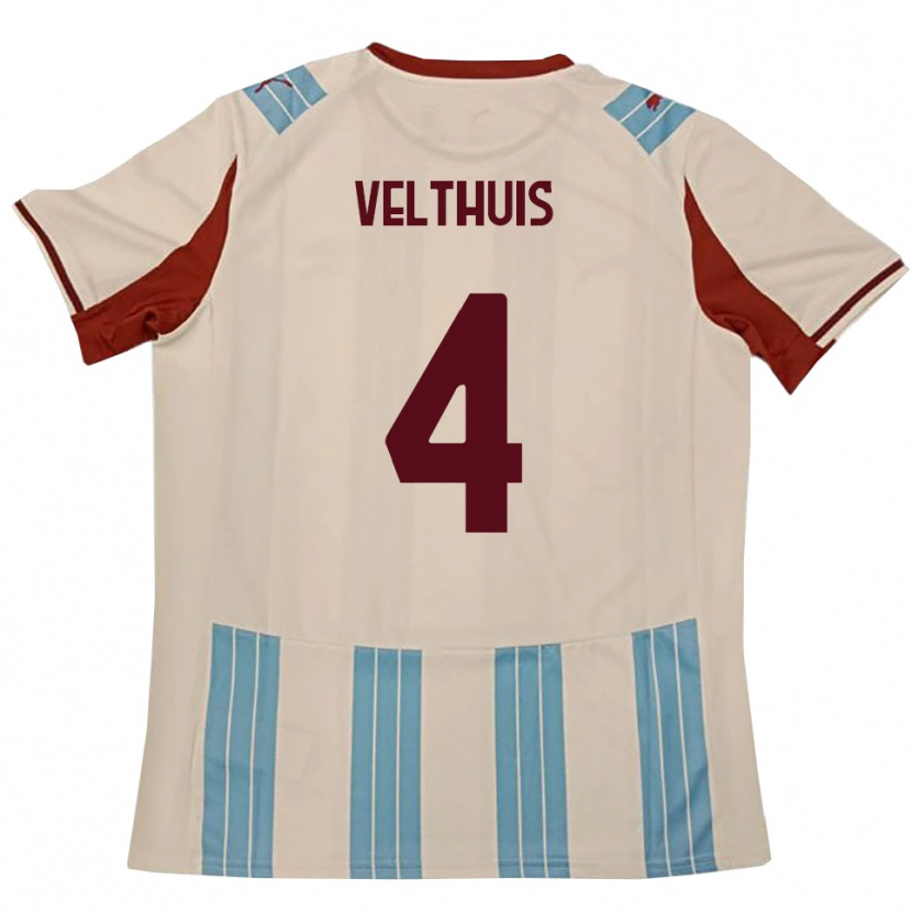 Danxen Hombre Camiseta Tijs Velthuis #4 Azul Celeste Blanco 2ª Equipación 2025/26 La Camisa
