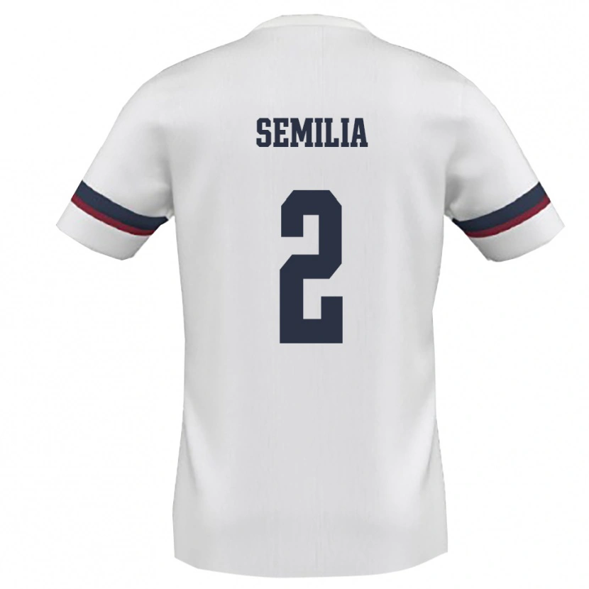 Danxen Hombre Camiseta Cristian Semilia #2 Blanco Rojo 2ª Equipación 2025/26 La Camisa