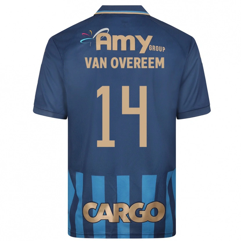 Danxen Hombre Camiseta Joris Van Overeem #14 Azul Marino 2ª Equipación 2025/26 La Camisa