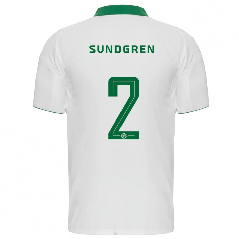 Danxen Hombre Camiseta Daniel Sundgren #2 Blanco Verde 2ª Equipación 2025/26 La Camisa