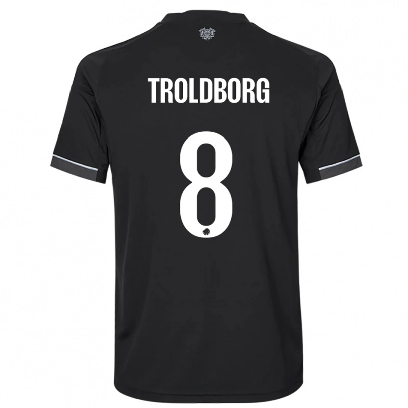 Danxen Hombre Camiseta Frederikke Troldborg #8 Negro Blanco 2ª Equipación 2025/26 La Camisa