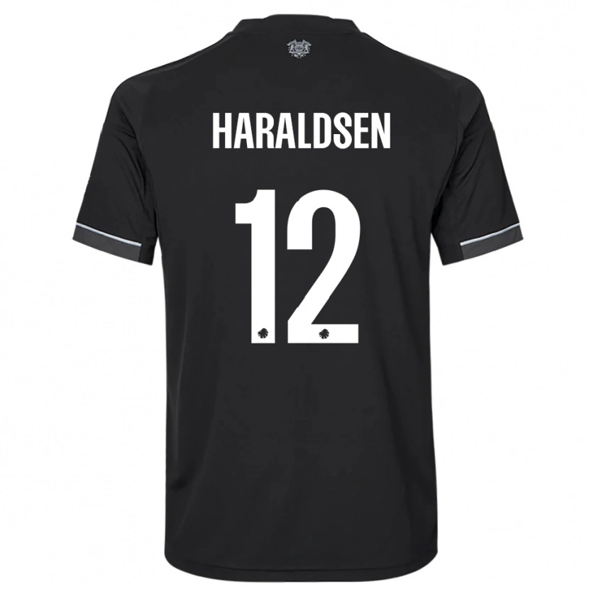 Danxen Hombre Camiseta Henrik Haraldsen #12 Negro Blanco 2ª Equipación 2025/26 La Camisa