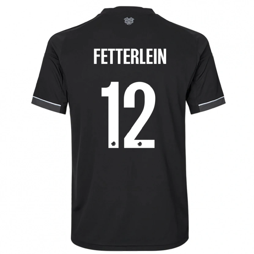 Danxen Hombre Camiseta Sean Fetterlein #12 Negro Blanco 2ª Equipación 2025/26 La Camisa