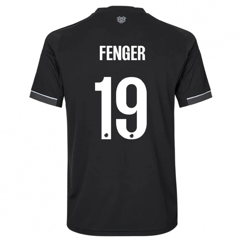 Danxen Hombre Camiseta Oskar Fenger #19 Negro Blanco 2ª Equipación 2025/26 La Camisa