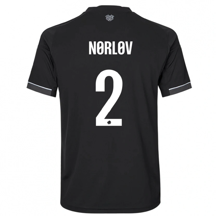 Danxen Hombre Camiseta William Nørløv #2 Negro Blanco 2ª Equipación 2025/26 La Camisa