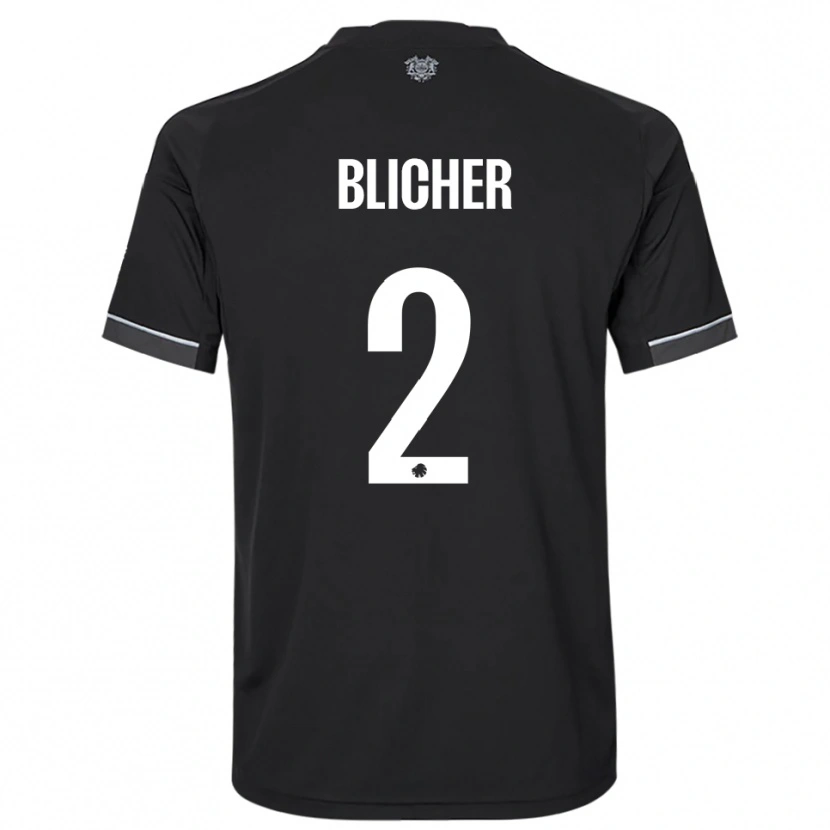 Danxen Hombre Camiseta Nicolai Blicher #2 Negro Blanco 2ª Equipación 2025/26 La Camisa
