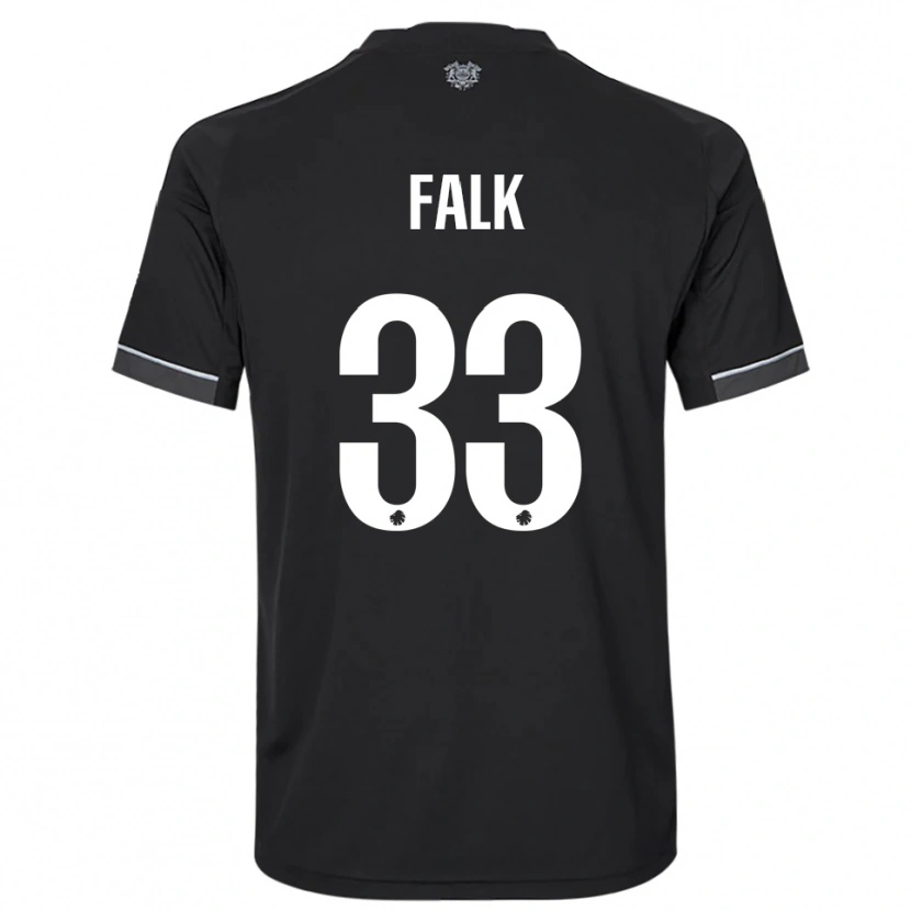 Danxen Hombre Camiseta Rasmus Falk #33 Negro Blanco 2ª Equipación 2025/26 La Camisa