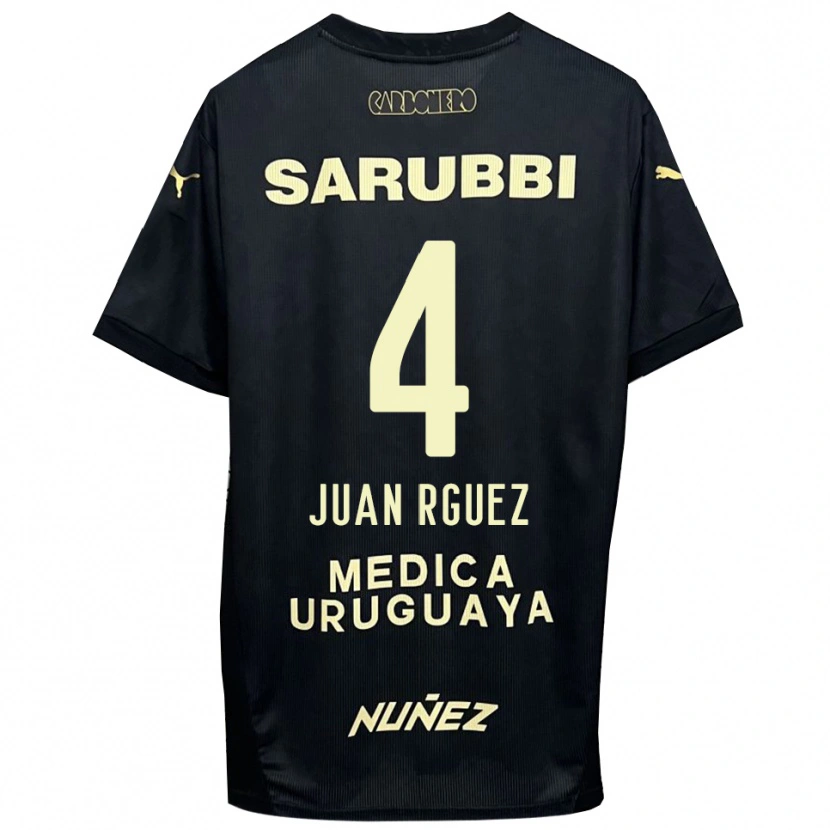 Danxen Hombre Camiseta Juan Rodríguez #4 Negro Oro 2ª Equipación 2025/26 La Camisa