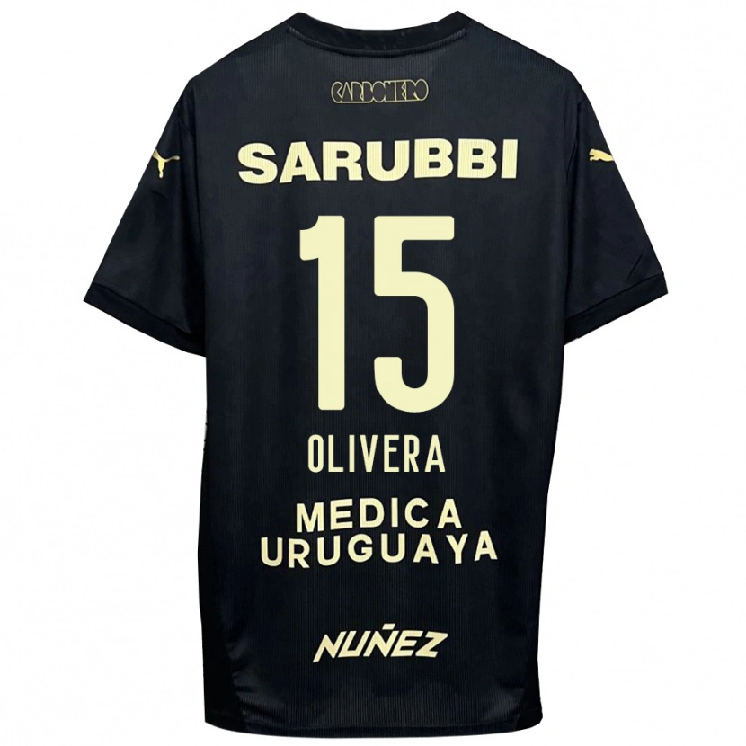 Danxen Hombre Camiseta Maximiliano Olivera #15 Negro Oro 2ª Equipación 2025/26 La Camisa