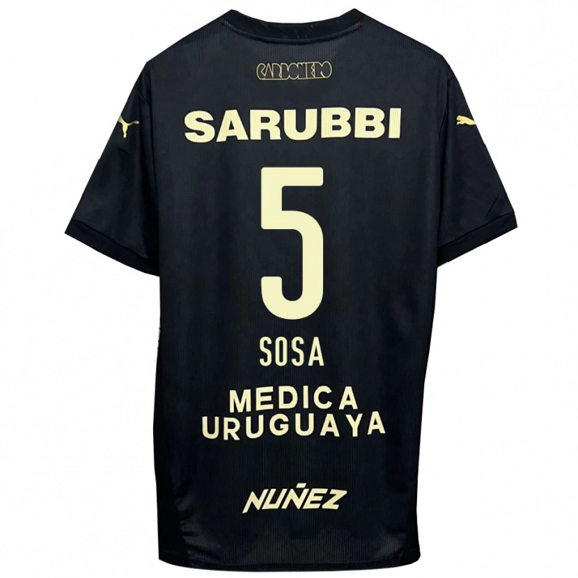 Danxen Hombre Camiseta Ignacio Sosa #5 Negro Oro 2ª Equipación 2025/26 La Camisa