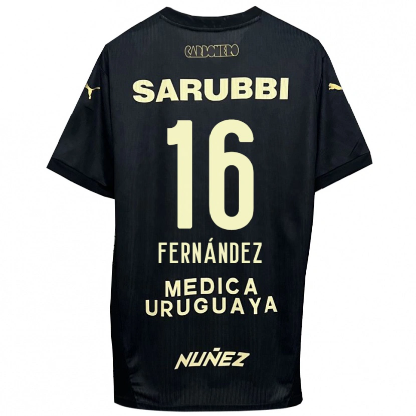 Danxen Hombre Camiseta Adrián Fernández #16 Negro Oro 2ª Equipación 2025/26 La Camisa