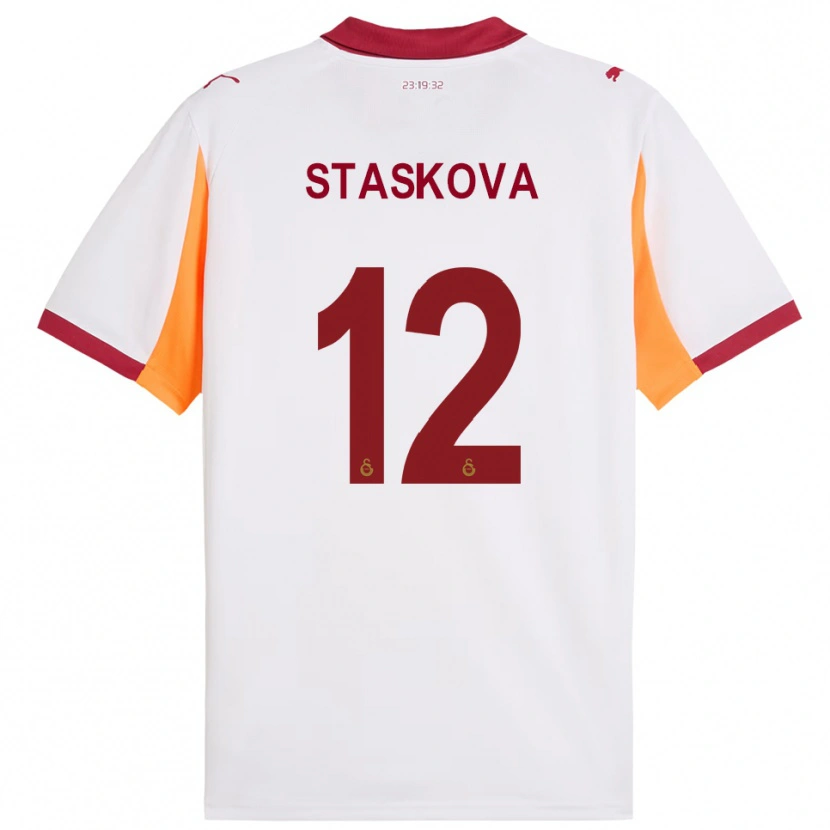 Danxen Hombre Camiseta Andrea Staskova #12 Blanco Rojo 2ª Equipación 2025/26 La Camisa