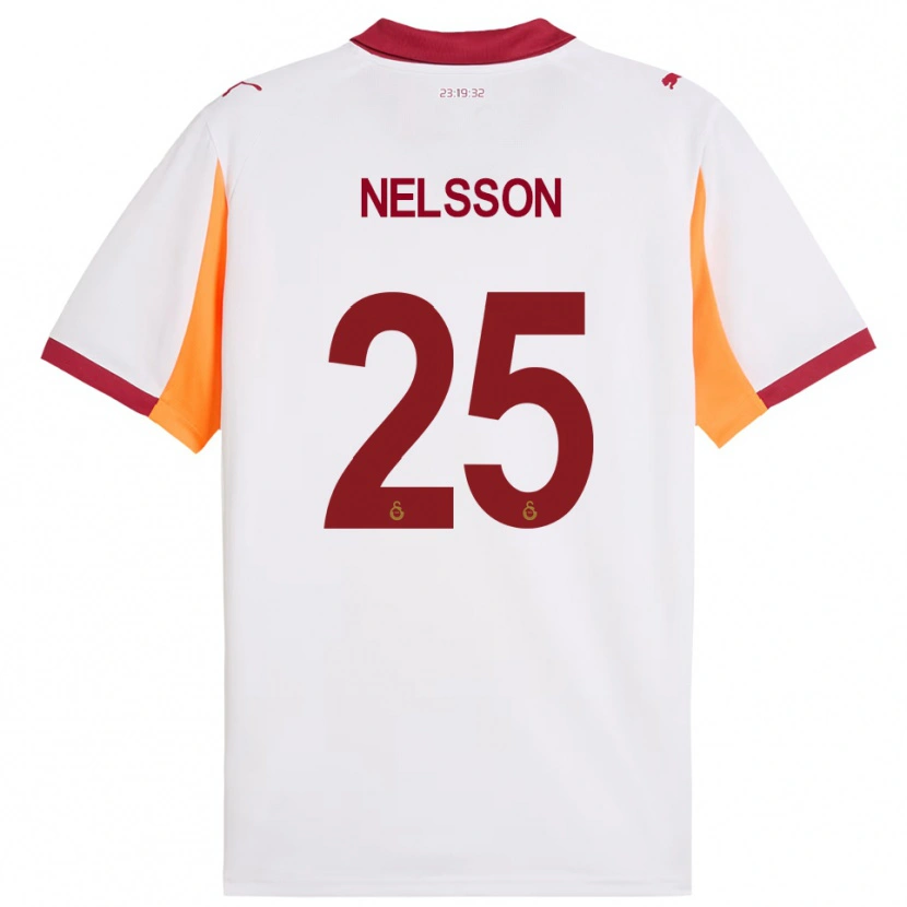 Danxen Hombre Camiseta Victor Nelsson #25 Blanco Rojo 2ª Equipación 2025/26 La Camisa