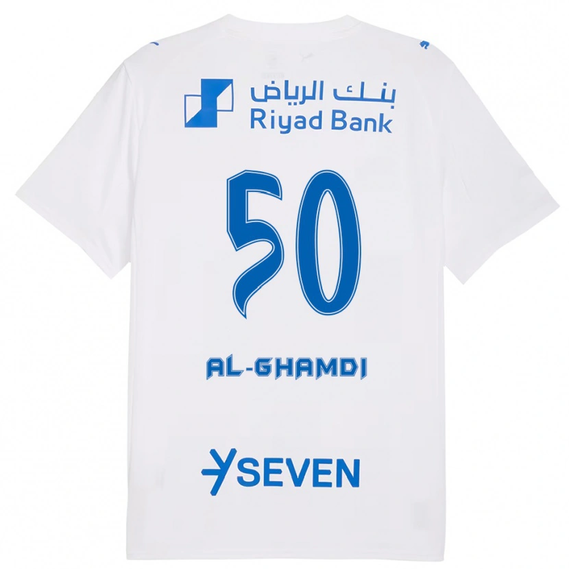 Danxen Hombre Camiseta Abdulelah Al-Ghamdi #50 Blanco Azul 2ª Equipación 2025/26 La Camisa