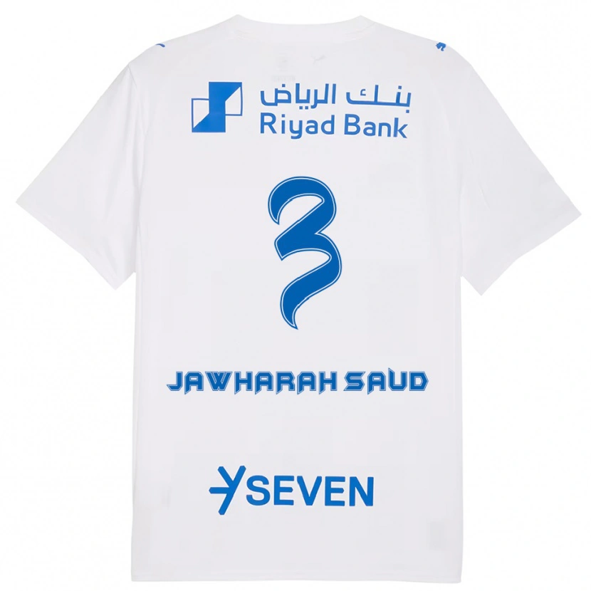 Danxen Hombre Camiseta Al Jawharah Saud #3 Blanco Azul 2ª Equipación 2025/26 La Camisa