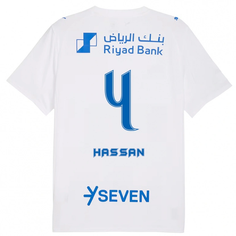Danxen Hombre Camiseta Eman Hassan #4 Blanco Azul 2ª Equipación 2025/26 La Camisa