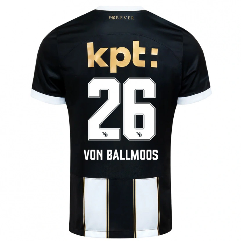 Danxen Hombre Camiseta David Von Ballmoos #26 Negro Blanco 2ª Equipación 2025/26 La Camisa