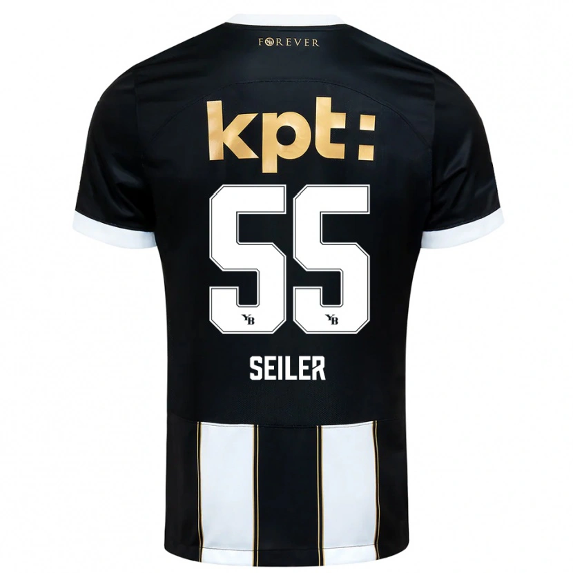 Danxen Hombre Camiseta Mats Seiler #55 Negro Blanco 2ª Equipación 2025/26 La Camisa