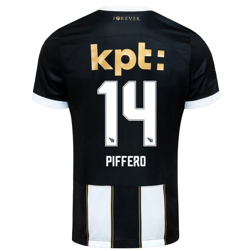 Danxen Hombre Camiseta David Piffero #14 Negro Blanco 2ª Equipación 2025/26 La Camisa