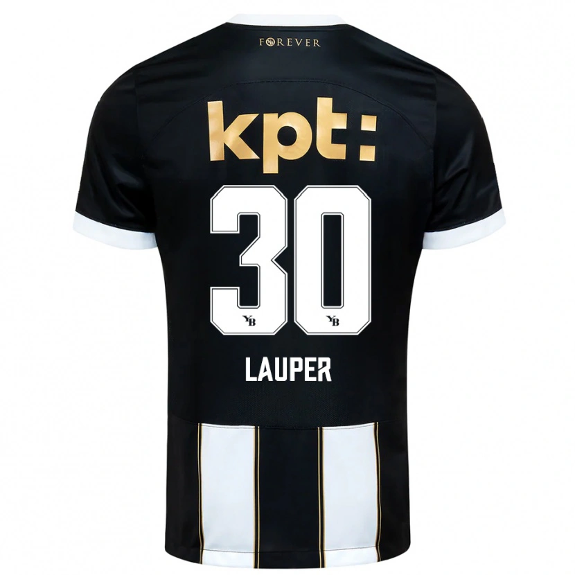 Danxen Hombre Camiseta Sandro Lauper #30 Negro Blanco 2ª Equipación 2025/26 La Camisa