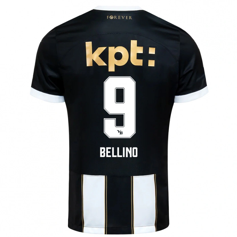 Danxen Hombre Camiseta Mattia Bellino #9 Negro Blanco 2ª Equipación 2025/26 La Camisa