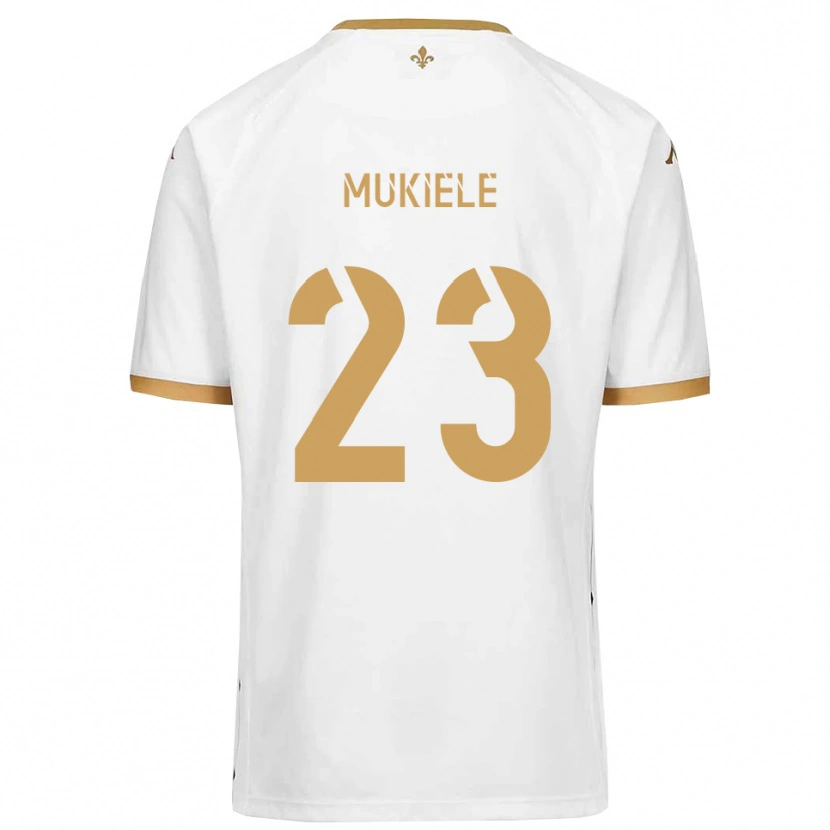 Danxen Hombre Camiseta Norvin Mukiele #23 Blanco Dorado 2ª Equipación 2025/26 La Camisa