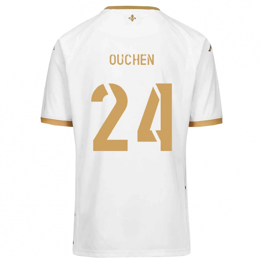 Danxen Hombre Camiseta Ali Ouchen #24 Blanco Dorado 2ª Equipación 2025/26 La Camisa