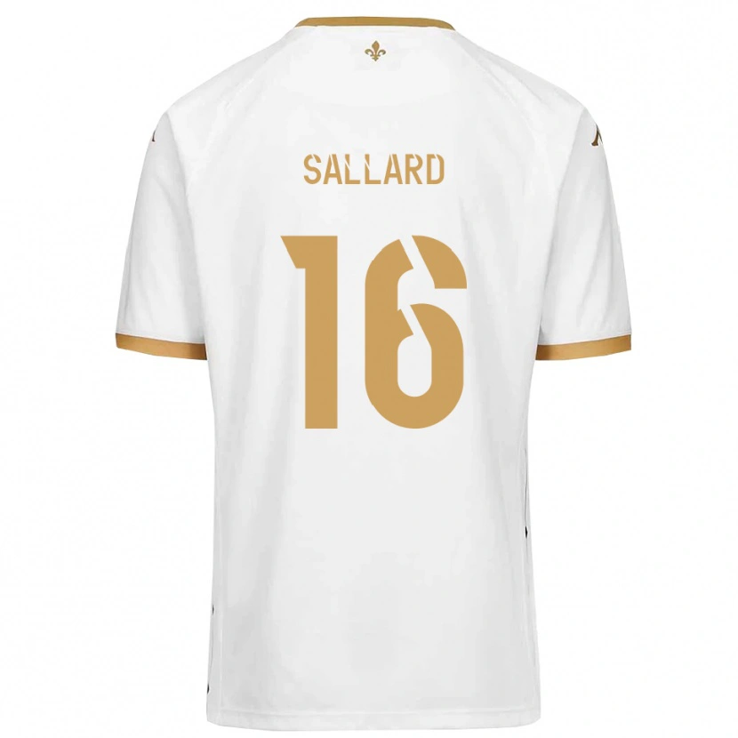 Danxen Hombre Camiseta Romain Sallard #16 Blanco Dorado 2ª Equipación 2025/26 La Camisa