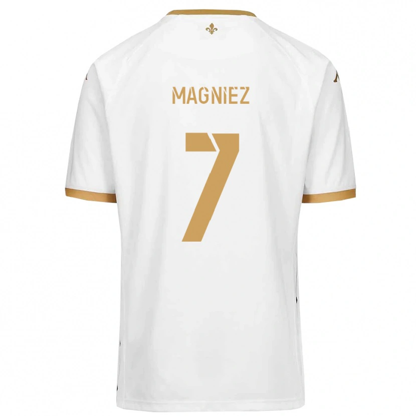 Danxen Hombre Camiseta Bastien Magniez #7 Blanco Dorado 2ª Equipación 2025/26 La Camisa