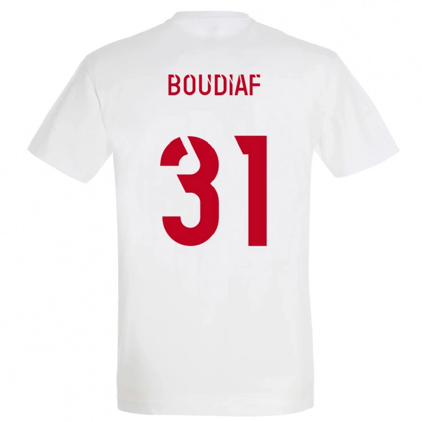 Danxen Hombre Camiseta Ryad Boudiaf #31 Blanco Rojo Amarillo 2ª Equipación 2025/26 La Camisa