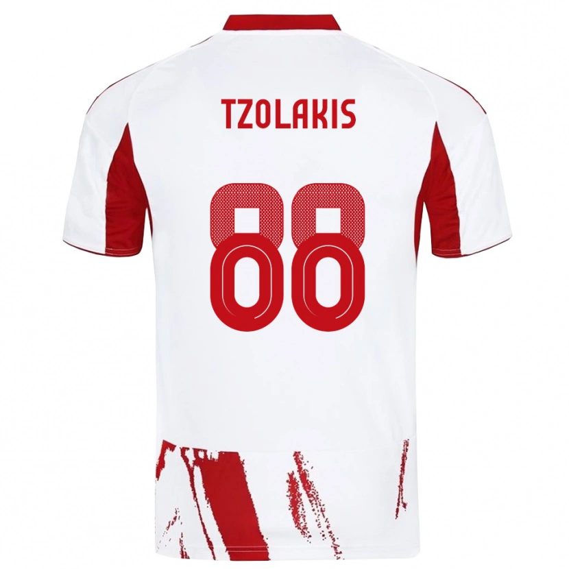 Danxen Hombre Camiseta Konstantinos Tzolakis #88 Blanco Rojo 2ª Equipación 2025/26 La Camisa