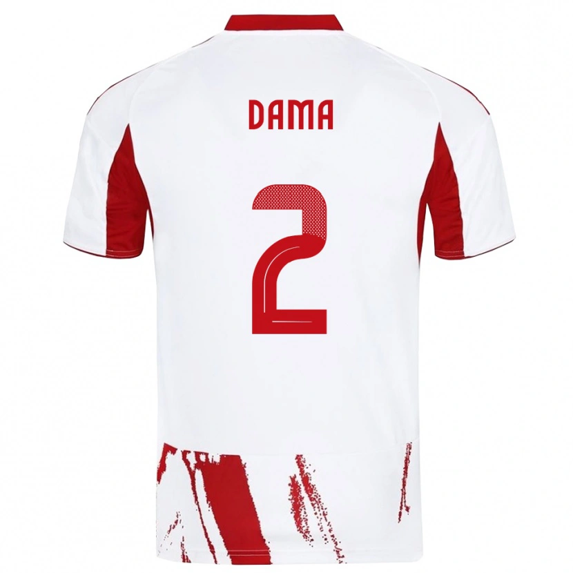 Danxen Hombre Camiseta Antonis Dama #2 Blanco Rojo 2ª Equipación 2025/26 La Camisa