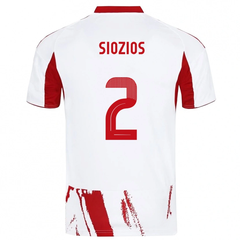 Danxen Hombre Camiseta Georgios Siozios #2 Blanco Rojo 2ª Equipación 2025/26 La Camisa
