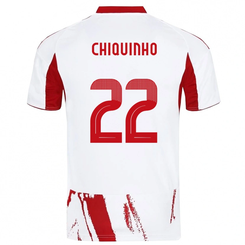 Danxen Hombre Camiseta Chiquinho #22 Blanco Rojo 2ª Equipación 2025/26 La Camisa