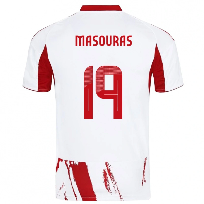 Danxen Hombre Camiseta Georgios Masouras #19 Blanco Rojo 2ª Equipación 2025/26 La Camisa