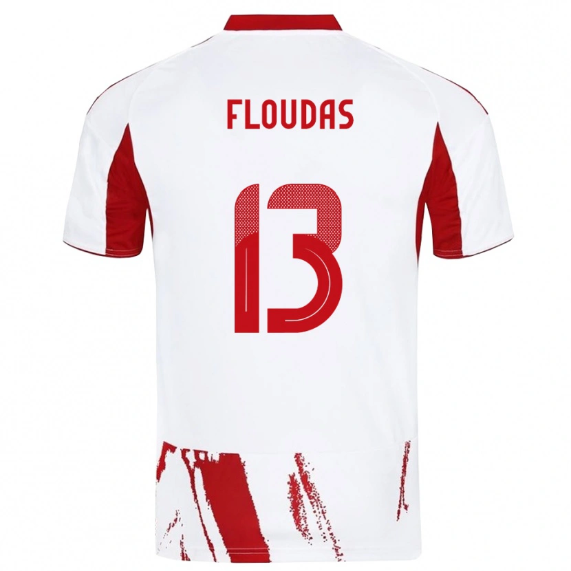 Danxen Hombre Camiseta Apostolos Floudas #13 Blanco Rojo 2ª Equipación 2025/26 La Camisa