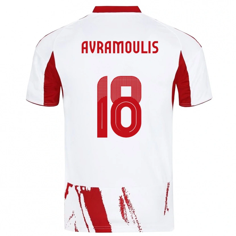 Danxen Hombre Camiseta Nikolaos Avramoulis #18 Blanco Rojo 2ª Equipación 2025/26 La Camisa