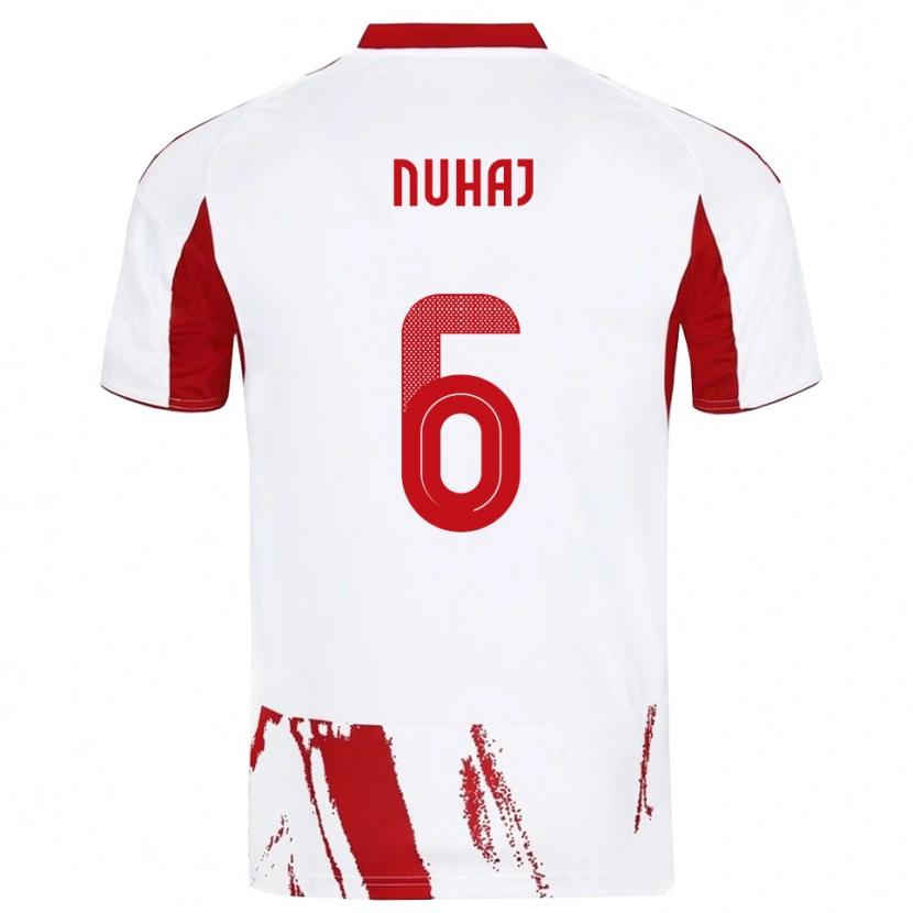 Danxen Hombre Camiseta Fabjano Nuhaj #6 Blanco Rojo 2ª Equipación 2025/26 La Camisa