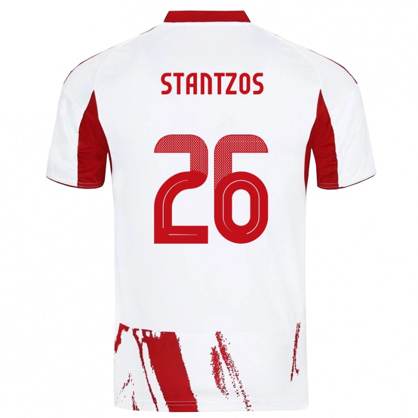 Danxen Hombre Camiseta Athanasios Stantzos #26 Blanco Rojo 2ª Equipación 2025/26 La Camisa