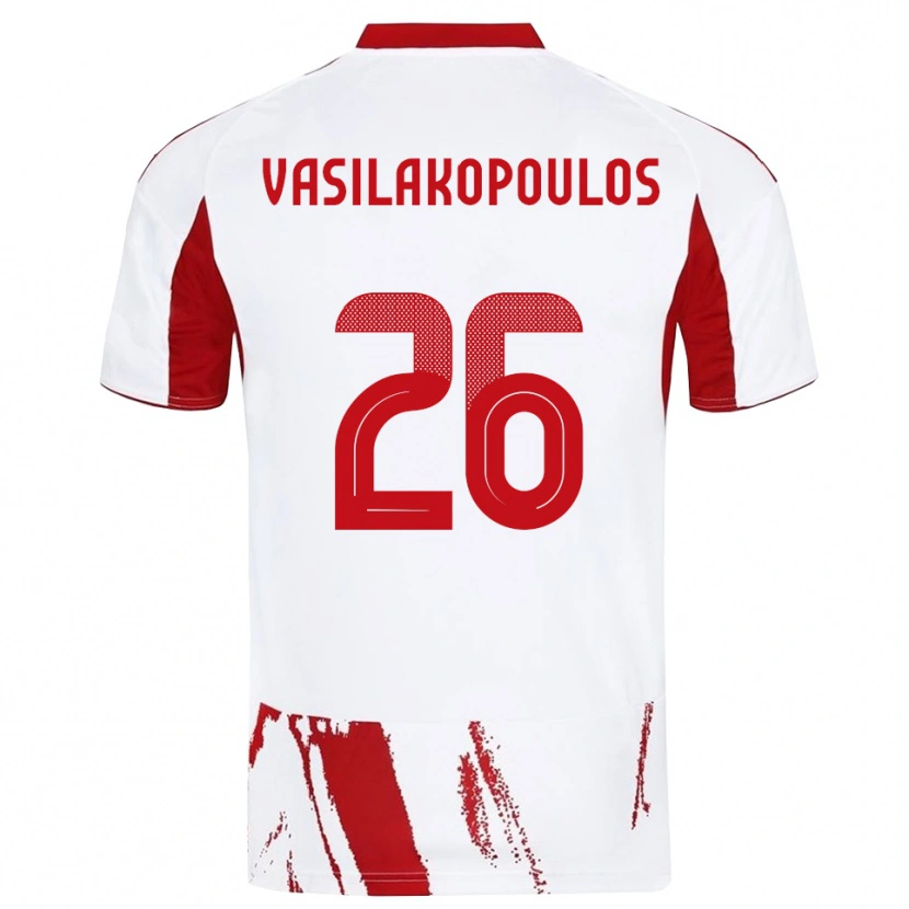 Danxen Hombre Camiseta Sarantos Vasilakopoulos #26 Blanco Rojo 2ª Equipación 2025/26 La Camisa